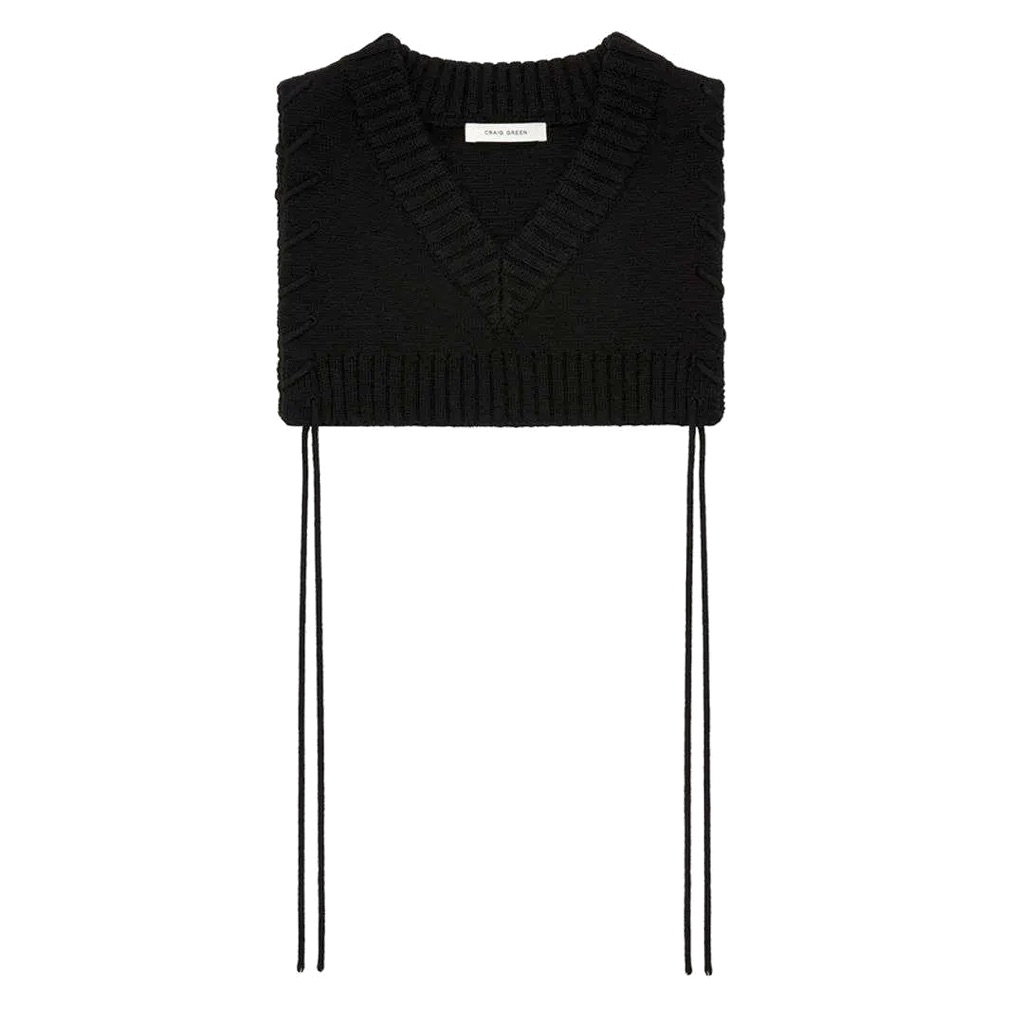 Craig Green / Wool V-Neck Black Cropped Vest.
